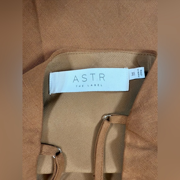 NWOT Astr the Label Isadora Pleated linen brown Minidress size women medium (P) - Picture 15 of 16